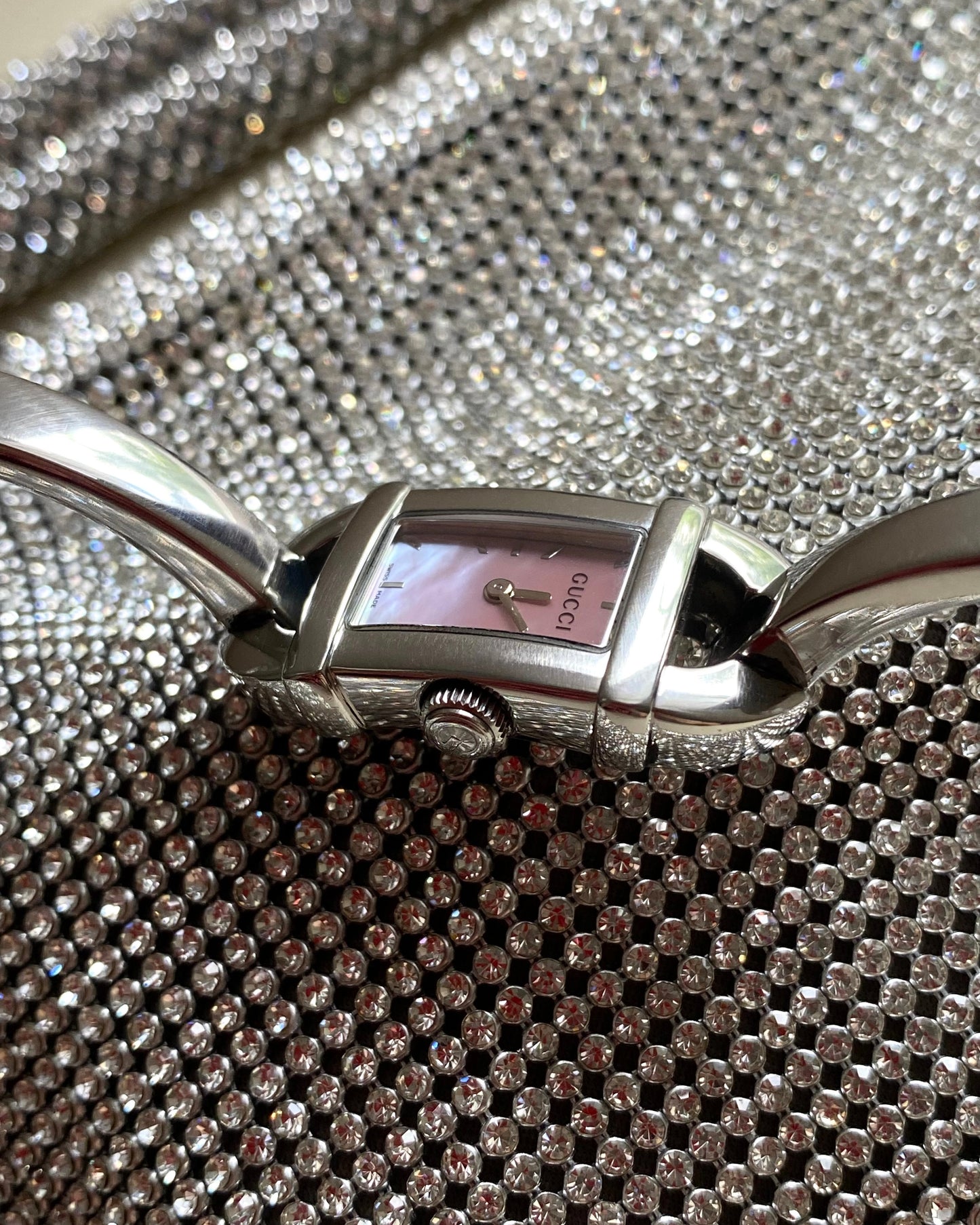 2000s Gucci Bangle Watch Pink Shell Dial