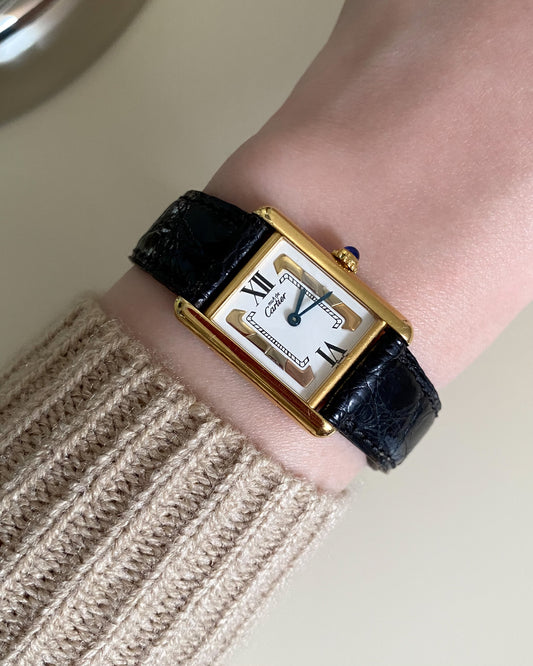 1990s Cartier Tank Vermeil Rare Trinity Dial