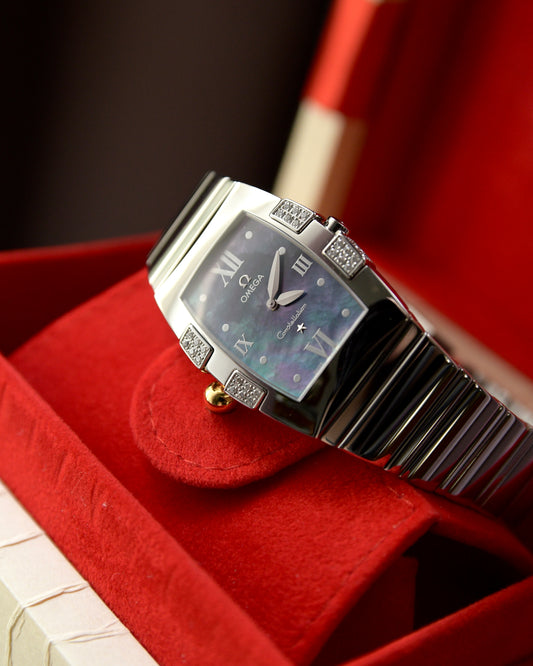 2008 Omega Constellation Quadrella All Steel Blue Shell Dial With Diamonds