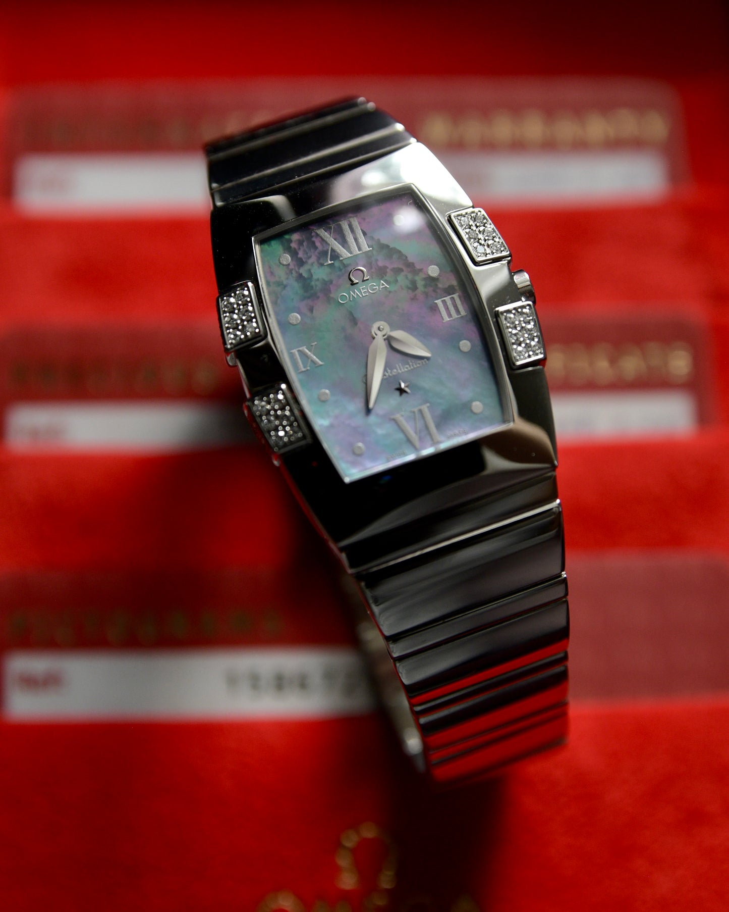 2008 Omega Constellation Quadrella All Steel Blue Shell Dial With Diamonds