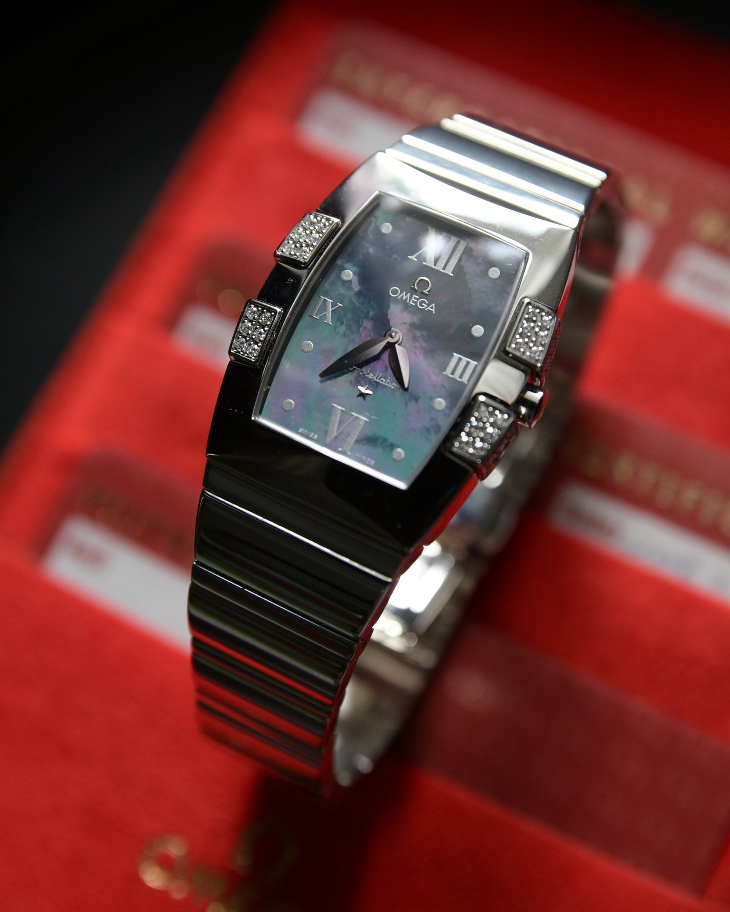 2008 Omega Constellation Quadrella All Steel Blue Shell Dial With Diamonds