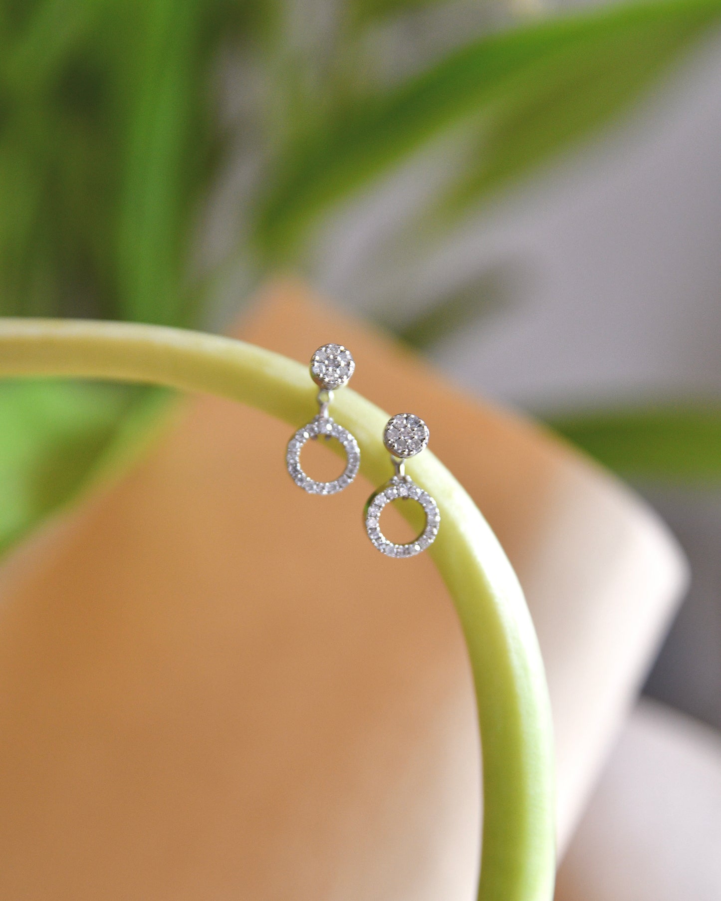 Two-way Stud Illusion Diamond Earrings White Gold