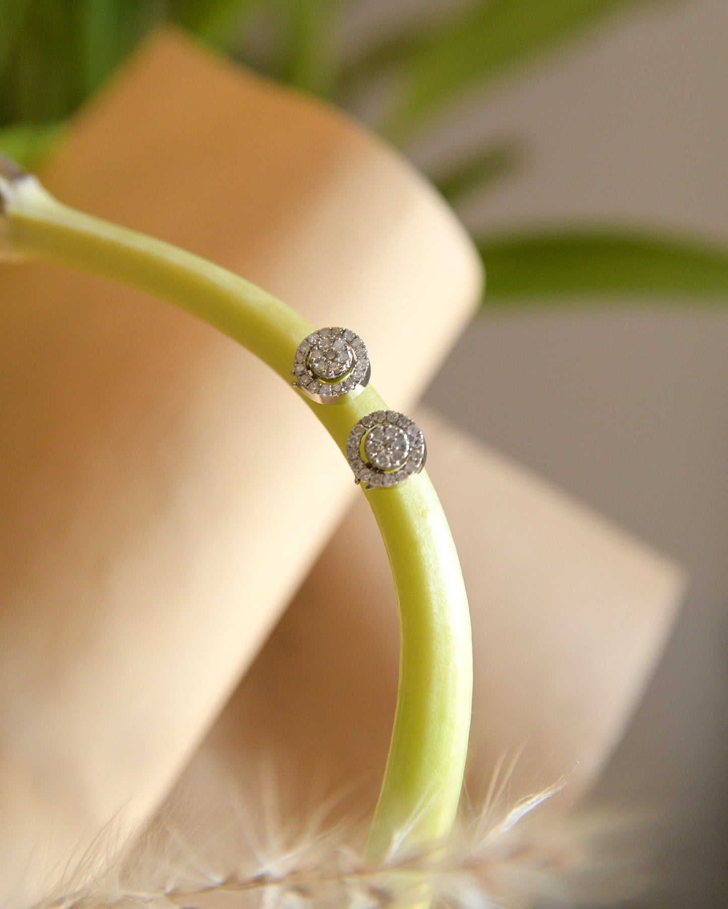 Two-way Stud Illusion Diamond Earrings White Gold