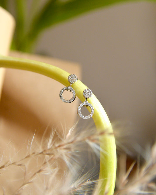 Two-way Stud Illusion Diamond Earrings White Gold