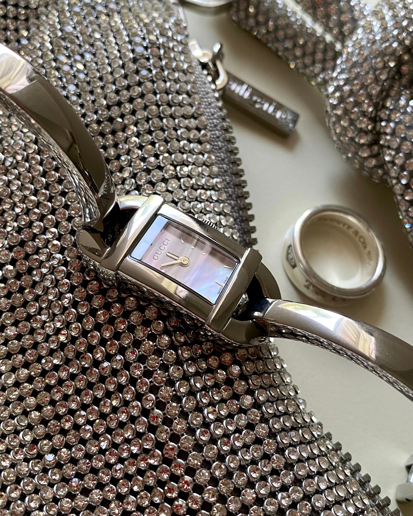 2000s Gucci Bangle Watch Pink Shell Dial