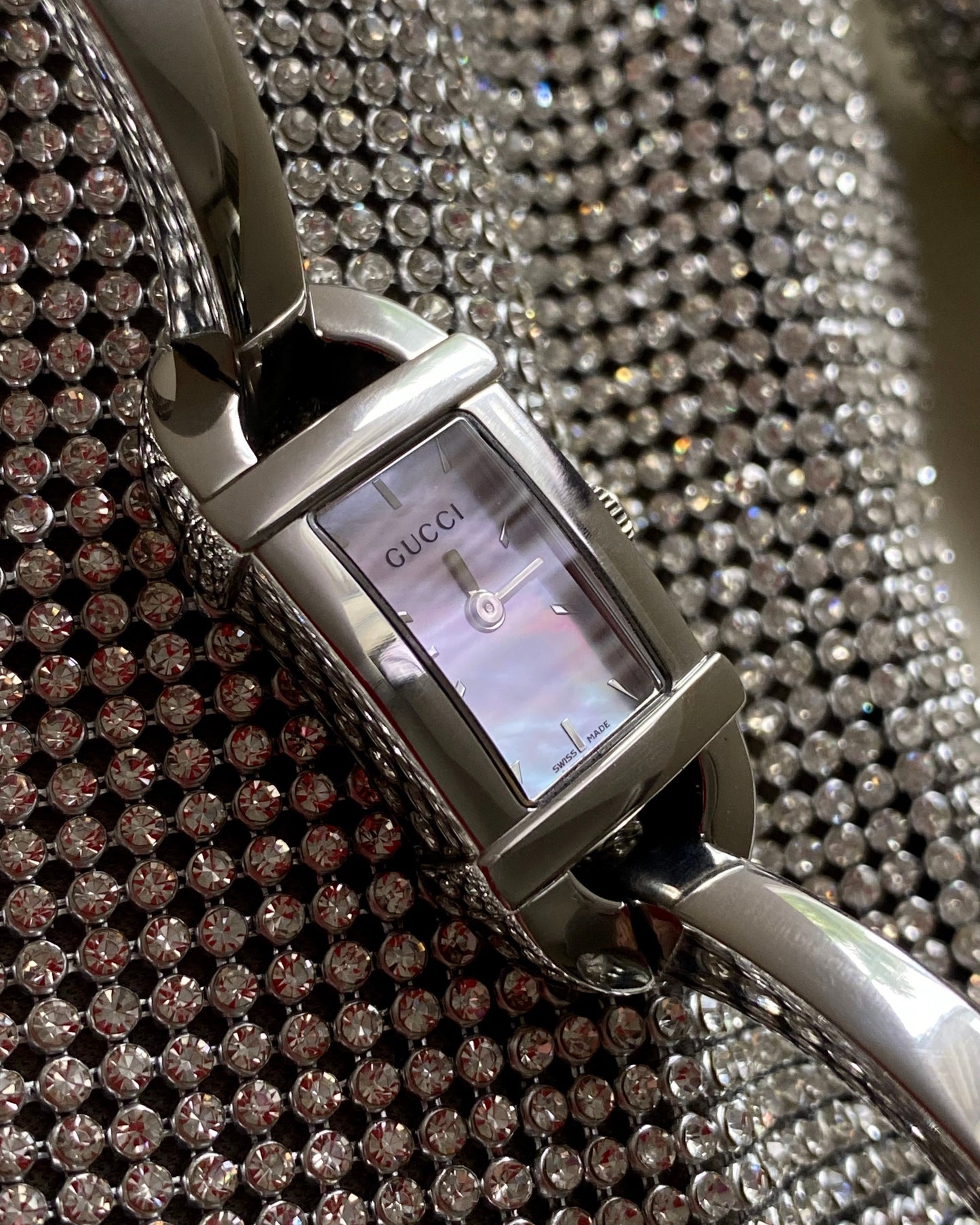 2000s Gucci Bangle Watch Pink Shell Dial