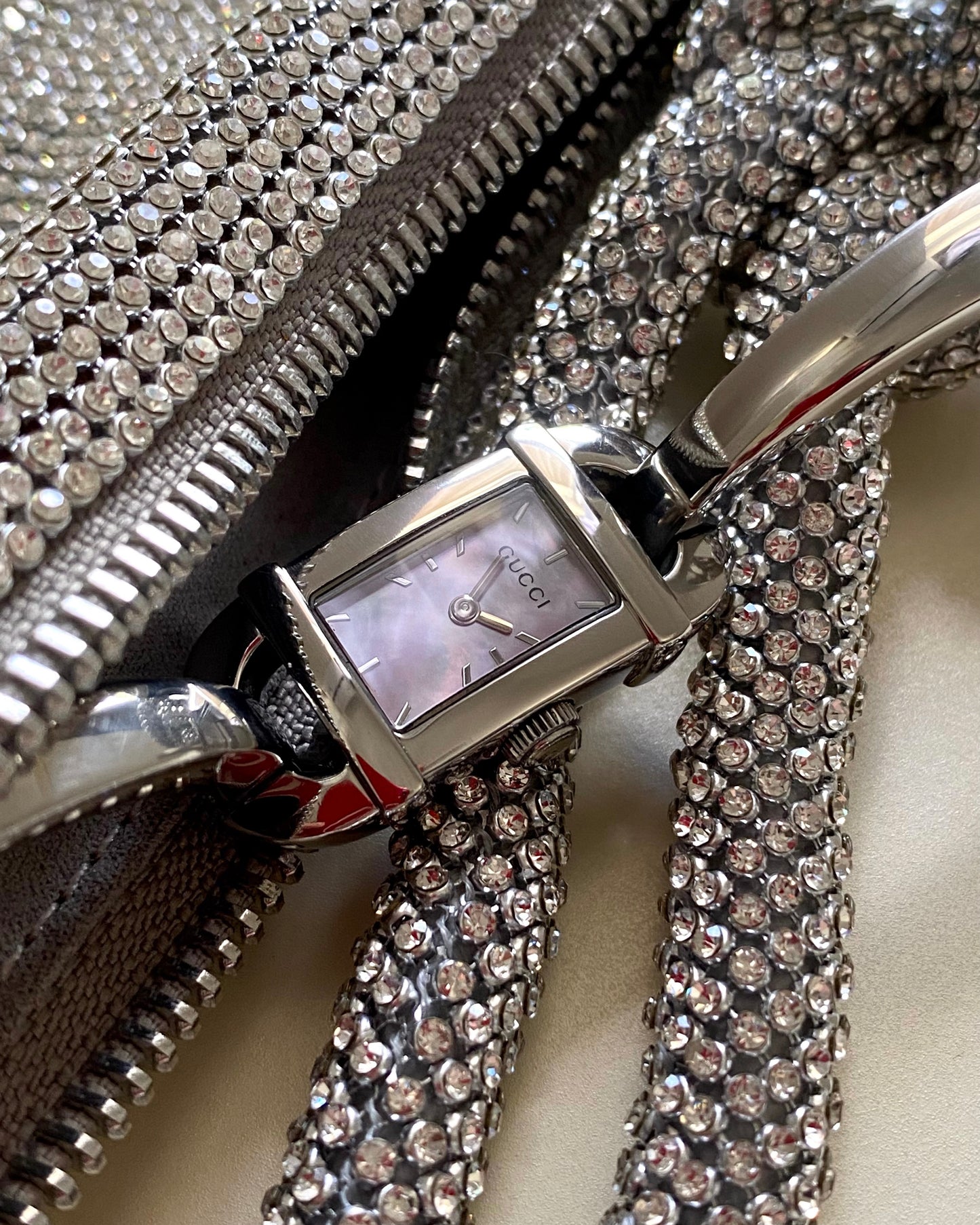 2000s Gucci Bangle Watch Pink Shell Dial