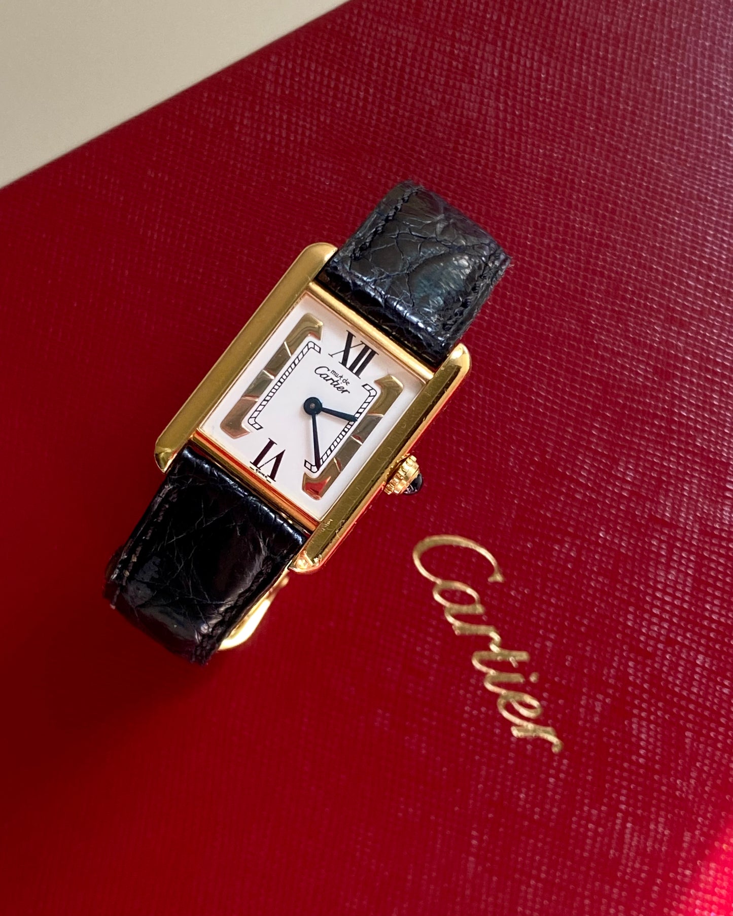 1990s Cartier Tank Vermeil Rare Trinity Dial