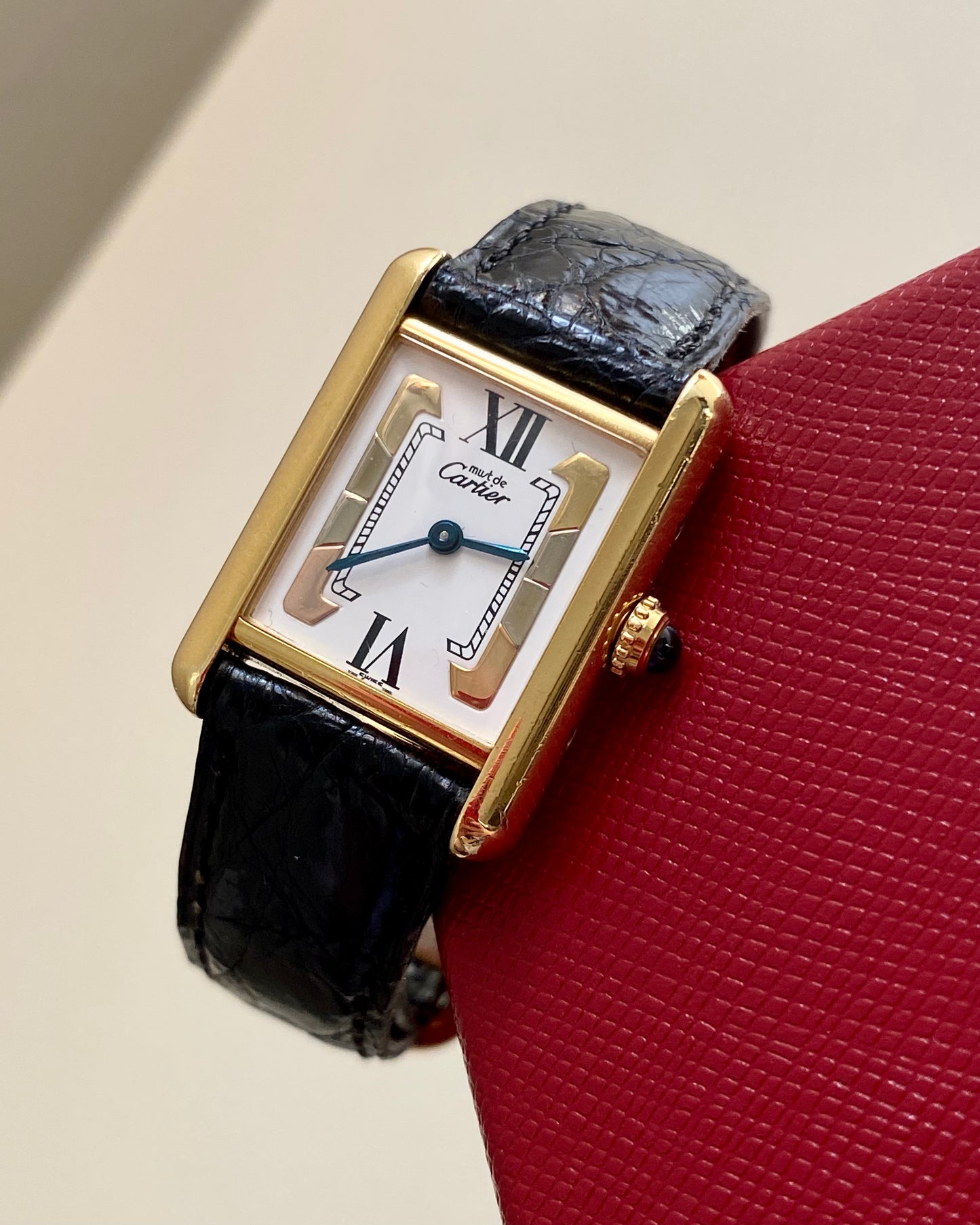 1990s Cartier Tank Vermeil Rare Trinity Dial
