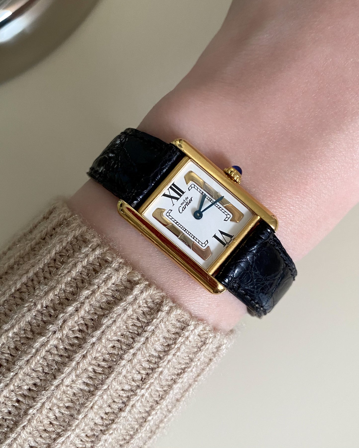 1990s Must De Cartier Tank Vermeil Trinity Dial