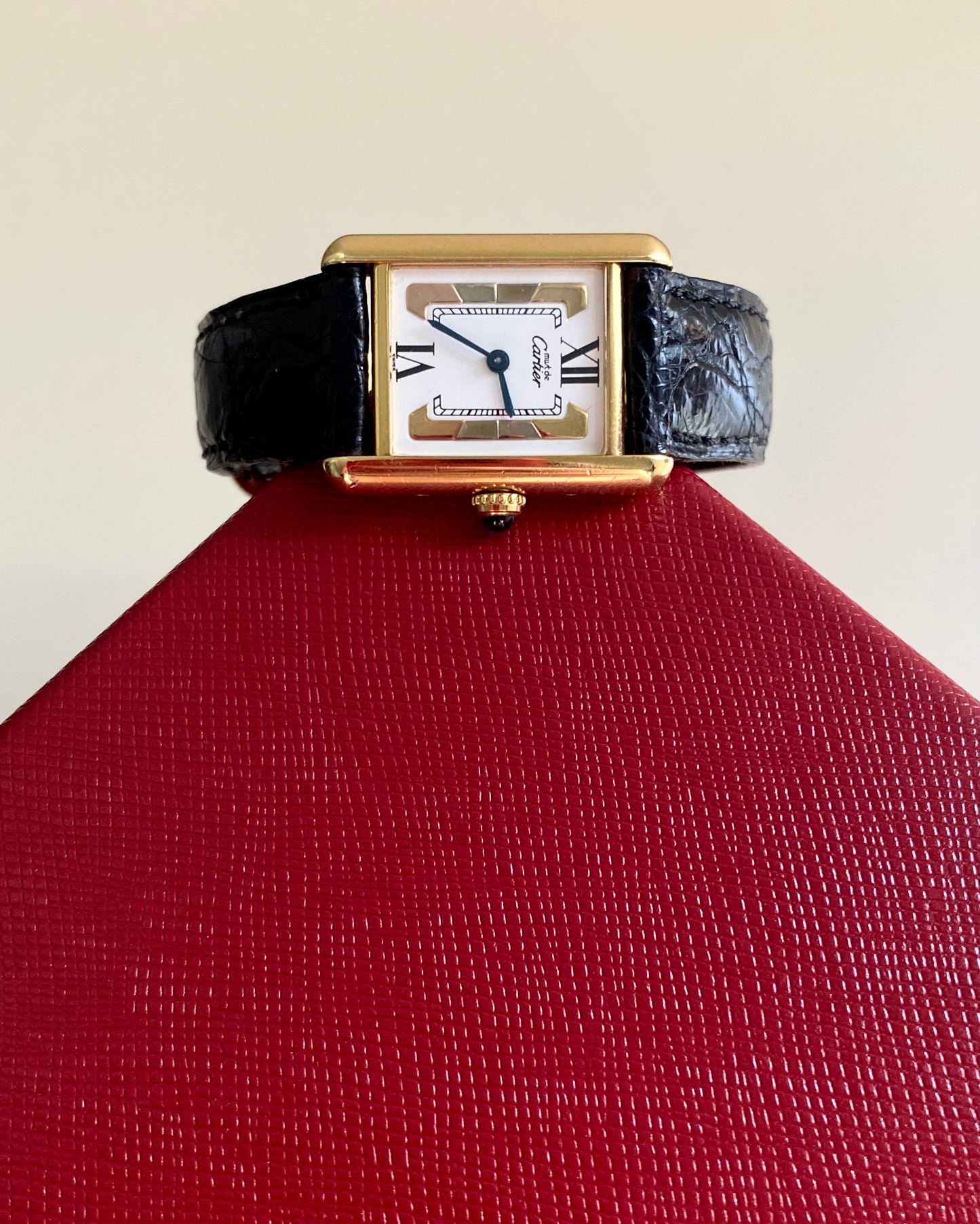 1990s Must De Cartier Tank Vermeil Trinity Dial