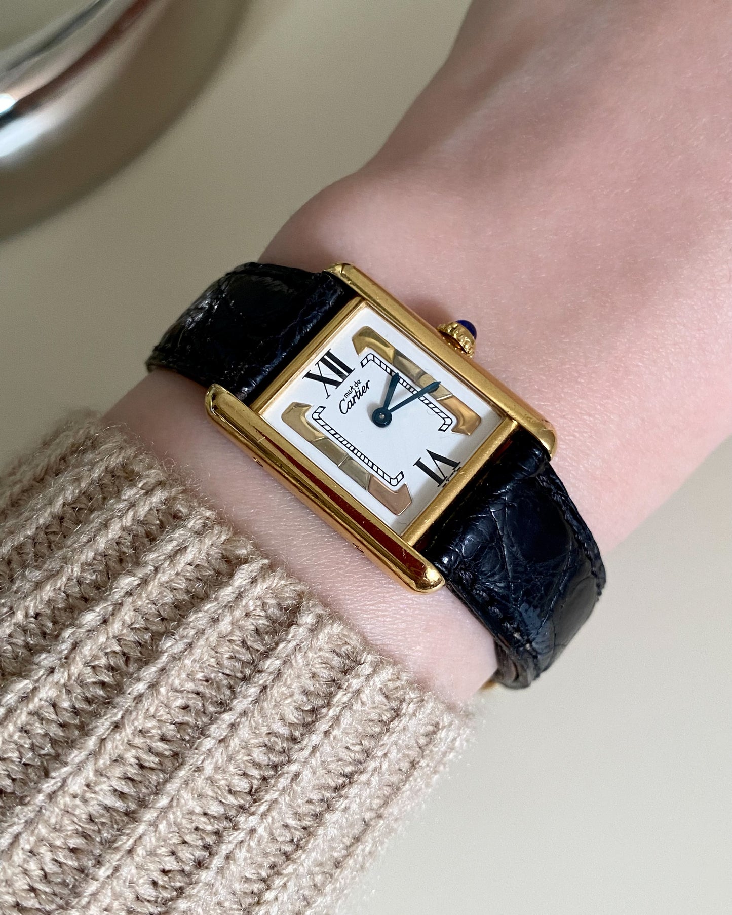 1990s Must De Cartier Tank Vermeil Trinity Dial